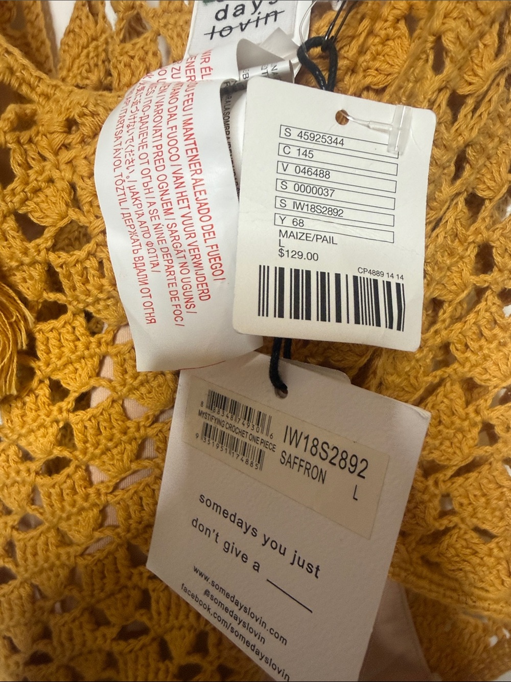 Revolve Somedays Lovin Mystify Crochet One-Piece in Saffron - Picture 12 of 13